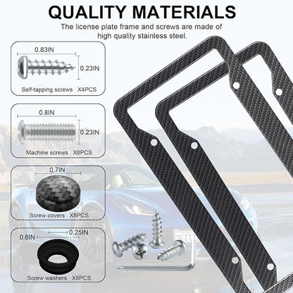 LivTee Carbon Fiber License Plate Frames, 4 Holes Stainless Steel License Plate - Image 4