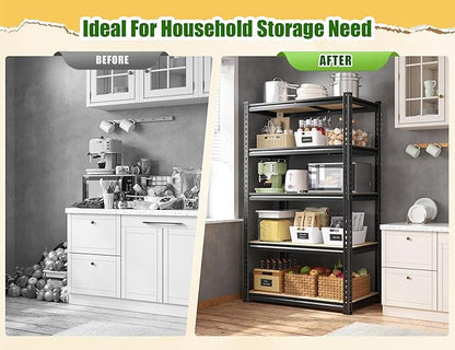 Set of 2 Storage Shelves, 27.7"W Metal Shelving 2010LBS Garage Shelving Heavy - Image 6