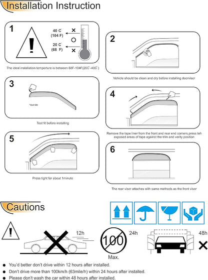 4pcs for 08-17 Lancer/Evo 10/X Sedan Sun Rain Guard Window Visors - Image 3