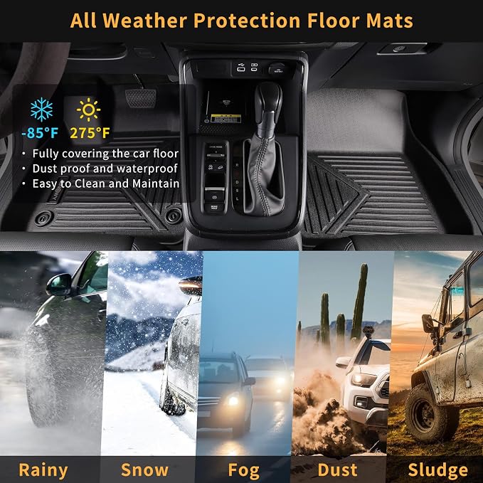 GINOWY- Floor Mats for Kia Seltos 2020-2024 2025, TPE All Weather Protection - Image 6