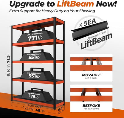 HOMEDANT House 5-Tier Orange-Black 48.1" W x 16.5" D x 71.3" H Laminated Metal - Image 2