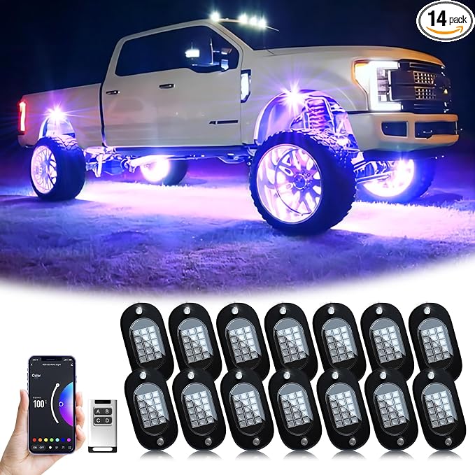 YiLaie RGB LED Rock Lights 14 Pods, 210 LEDs Lights by YiLaie