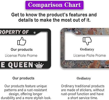 License Plate Frame Black and White License Plate Holder Property of The Queen - Image 6