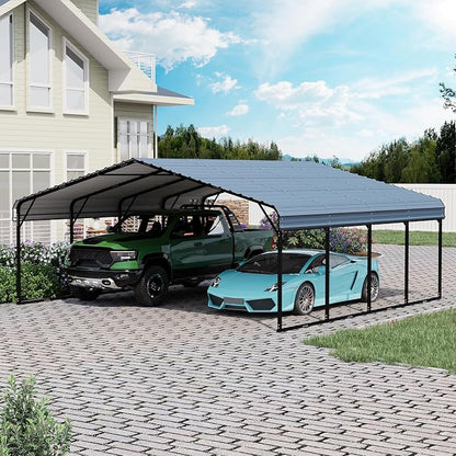 EROMMY 20x20FT Stable Metal Carport, All-Weather Heavy-Duty Carports by EROMMY