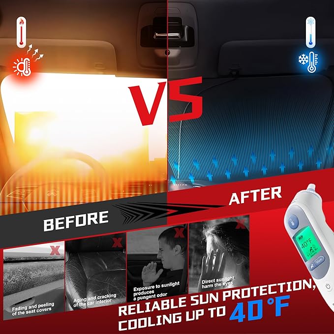 Windshield Sun Shade for 2011-2019 Ford Explorer SUV Foldable Sun Sunshade for - Image 4