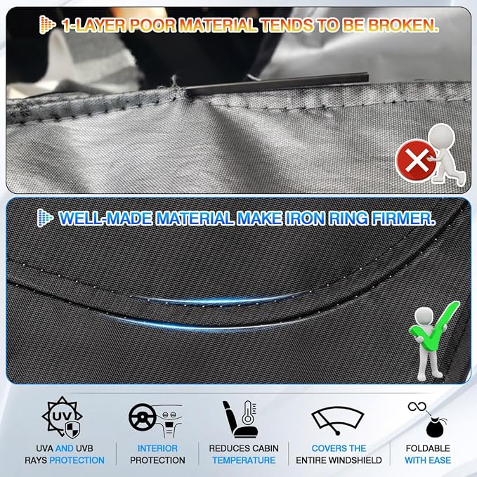 Windshield Sun Shade for 2024-2025 2026 Hyundai Kona Accessories Thicken - Image 4