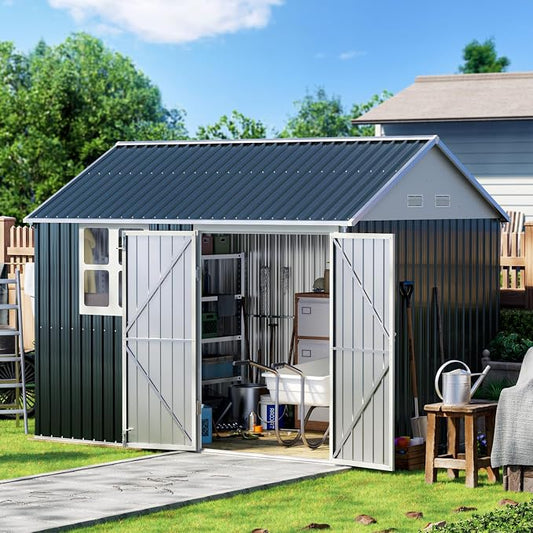 10X8FT Outdoor Steel Storage Shed by MISTMO