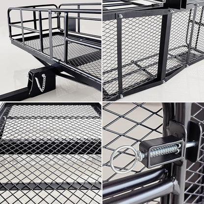 MeeFar High Rail Trailer Folding Hitch Mount Cargo Carrier Basket 60" X 24" X - Image 7