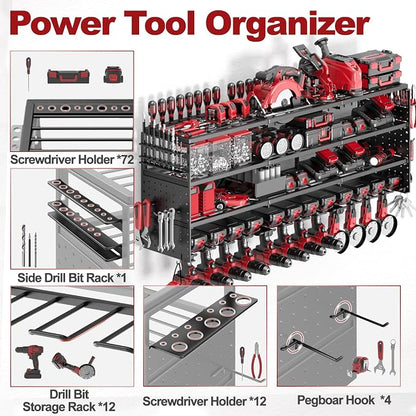 52" W Large Power Tool Organizer Wall Mount -12 Drill Holder - Image 3