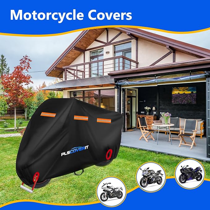 Motorcycle Cover, 600D Heavy Duty Waterproof Motorbike Cover, Dustproof - Image 8