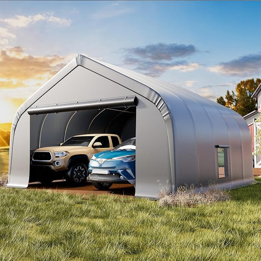 EROMMY 20x20 FT Heavy Duty Durable Carport, Galvanized Steel Frame Garage by EROMMY