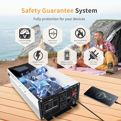 1500 Watt Pure Sine Wave Power Inverter DC 12V to 110V/120V AC Converter - Image 4