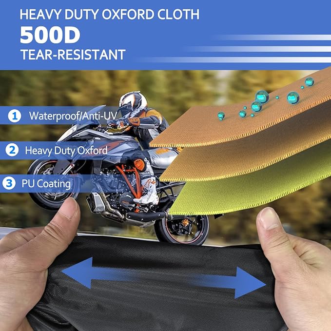 STARTWO Motorcycle Covers Waterproof Outdoor Storage Heavy Duty All Season - Image 4