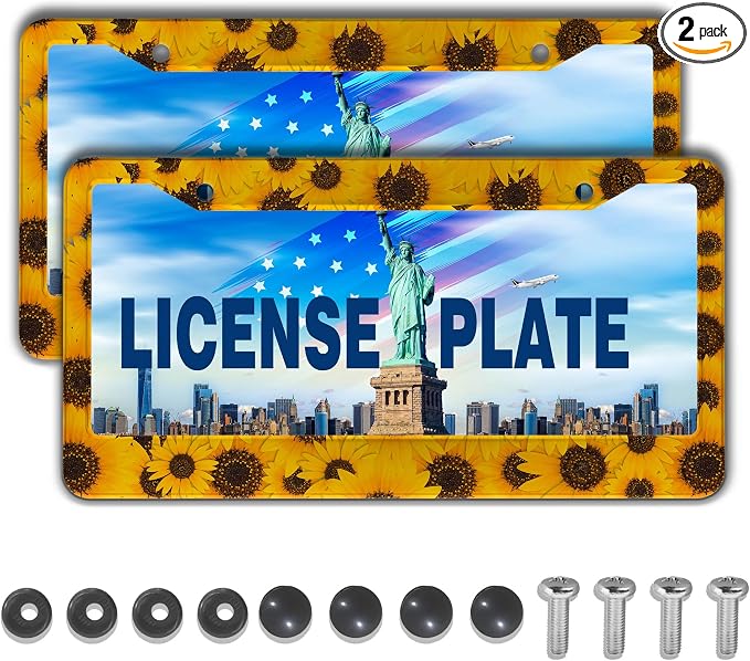 License Plate Protector for Women Yellow License Plate Frames for Men Sunflower by Unknown