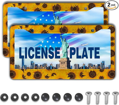 License Plate Protector for Women Yellow License Plate Frames for Men Sunflower by Unknown