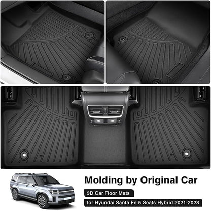 Powerty Floor Mats for 2021-2023 Hyundai Santa Fe 5 Seats, Custom Fit for - Image 2