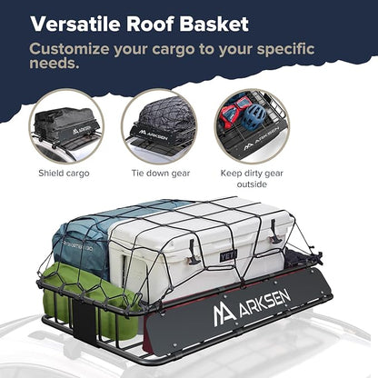 ARKSEN 30 x 50 x 6 Inch Universal Extra Wide 150LB Heavy Duty Roof Rack Cargo - Image 3
