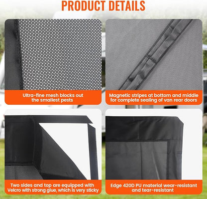 71''H x 59''W Van Bug Screen Side Door Sliding Door Window Covers - Image 6