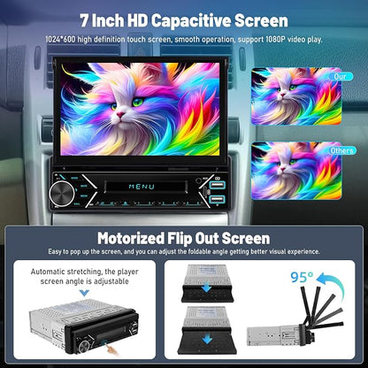 Single Din Car Stereo with Wireless Carplay and Android Auto - Image 2
