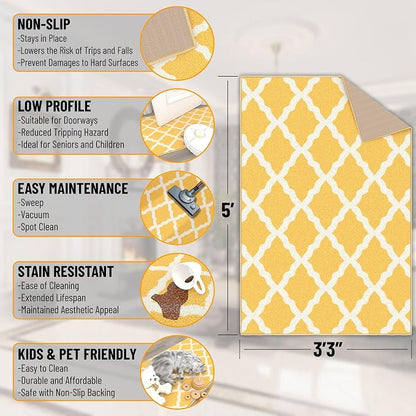 Ottomanson 3'3" x 5' Rugs for Living Room Trellis Area Rug for Bedroom - Image 2