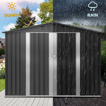 DWVO 8x6FT Outdoor Storage Shelter, Roomy Steel Tool Shed - Image 4