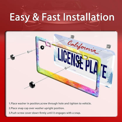 Colorful Rainbow Personalized License Plate Frame License Plate Stainless Steel - Image 3