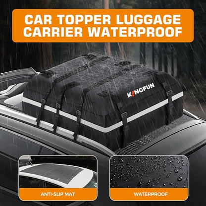 Kingfun Car Rooftop Cargo Carrier – Waterproof 20 Cubic Feet Car Roof Bag Fit - Image 2