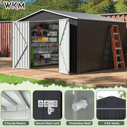 WKM 10x10 FT Outdoor Storage Shed, Utility Metal Tool Storage - Image 5