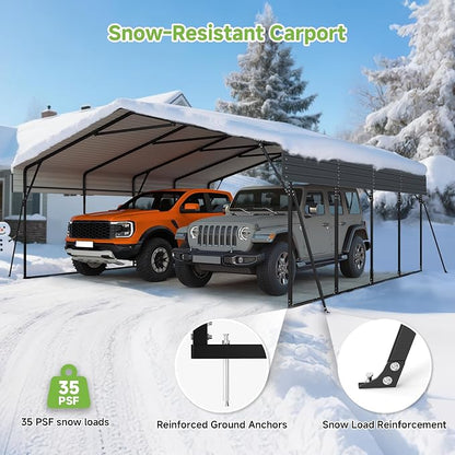 Real Relax 20x20ft Heavy Duty Metal Carport - Image 2