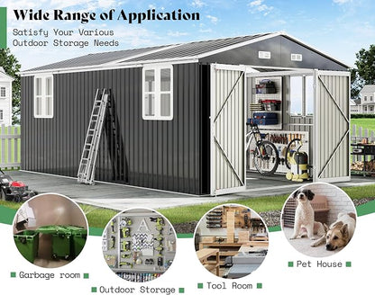 AMERLIFE 10x16.3x7 FT Galvanized Steel Storage Shed - Image 5