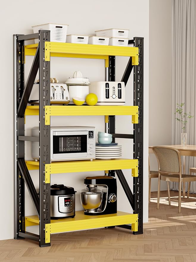 4-Tier Storage Shelves, Adjustable Industrial Metal Shelf System, 500lbs - Image 9