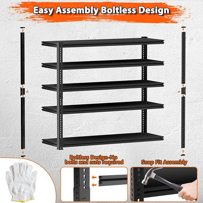Storage Shelves Heavy Duty 2 PCS, 5-Tier Adjustable Metal Industrial Utility - Image 6