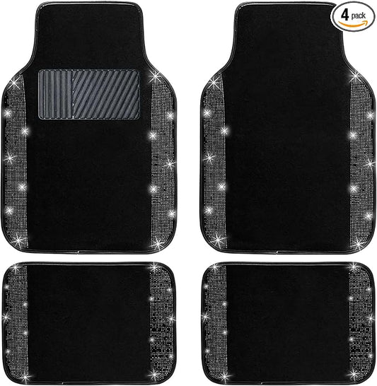 NBTEPEM Black Bling Car Floor Mats Full Set, Universal Fit Most Cars by NBTEPEM