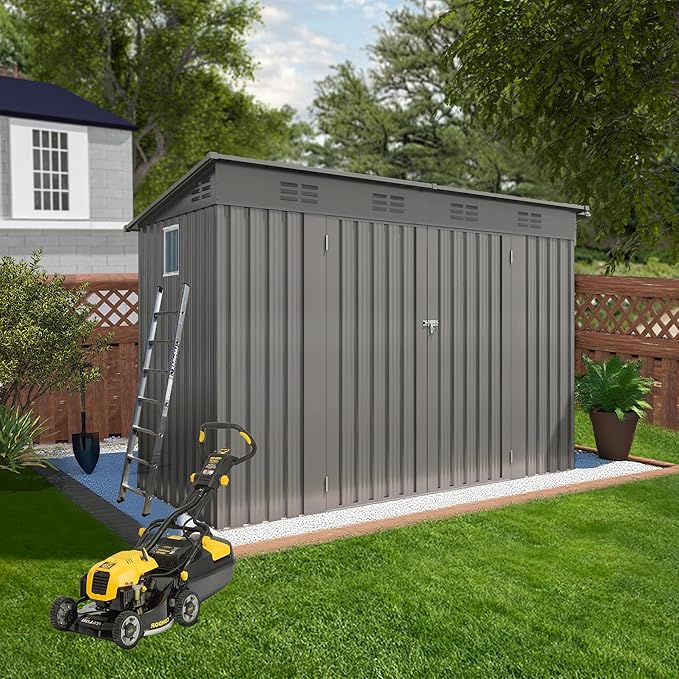 4x9 FT Lean to Shed with Window, Metal Sheds & Outdoor Storage with 6 Vents and - Image 4