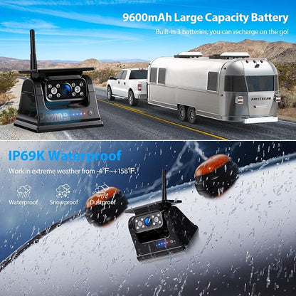 10.1" Magnetic Solar Wireless Backup Camera System, HD1080P Loop Recording 10.1 - Image 6