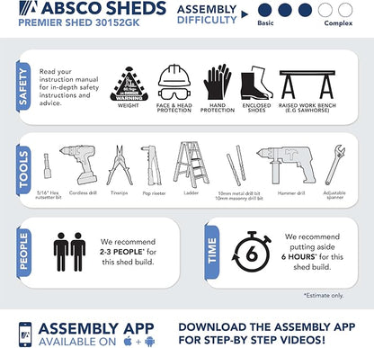 Absco Premier Storage Sheds, DIY Backyard Shed, Utility Tool Storage, Weather & - Image 5
