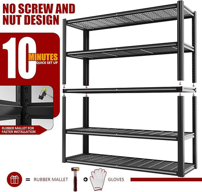48" W Metal Garage Shelving 5 Tier Storage Shelves Heavy Duty 3030LBS - Image 8