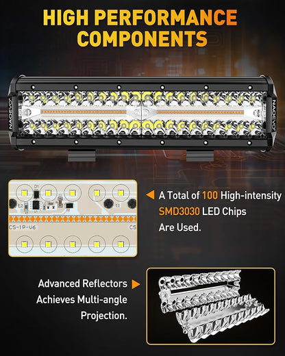 NAOEVO 12 Inch LED Light Bar, 300W 30000LM LED Offroad Fog/Driving Lights - Image 3