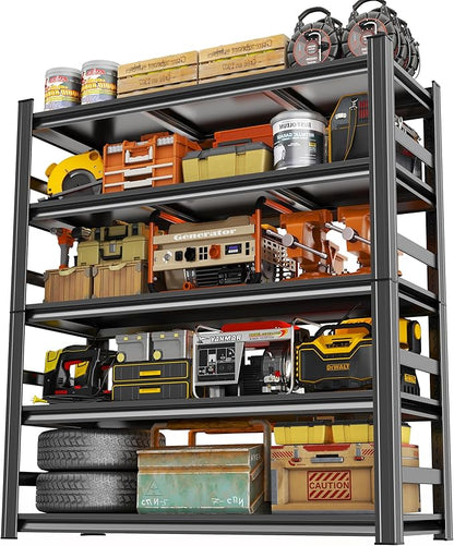 48" W Garage Shelving 3800Lbs Storage Shelves Heavy Duty 5 Tier Adjustable by PRESTELION