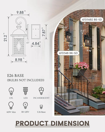 FEMILA 2 Pack Large Outdoor Wall Sconce, Anti-Rust Waterproof Porch Lights - Image 3
