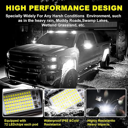 Nicoko 4Pods Pure White 72 Leds SMD Chips 72w High Power Rock Lights Super - Image 7