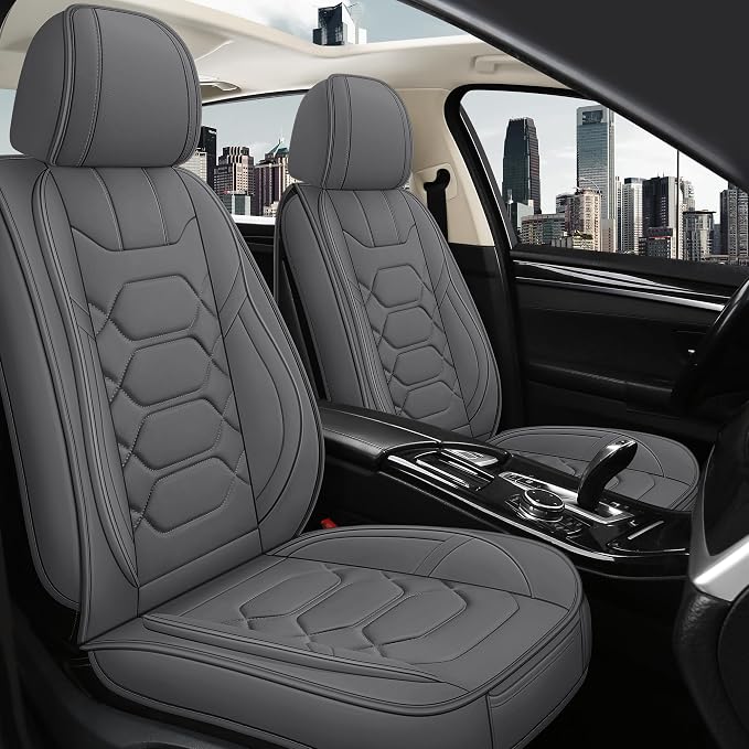 Pariitadin Leather Car Seat Covers Front Pair, Waterproof Breathable Faux by Pariitadin