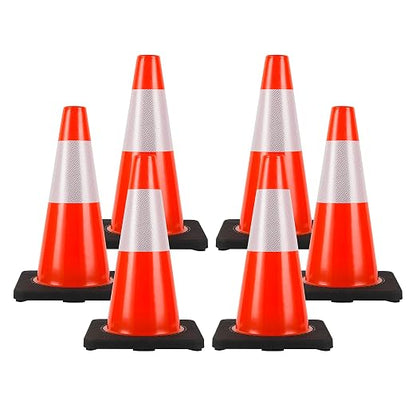 Traffic Cones 18 inch 6 Pack Heavy Duty Safety Cones Orange by StrLon