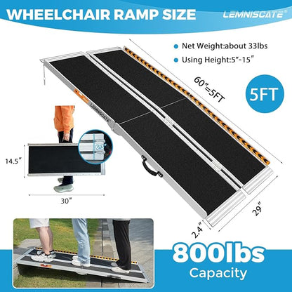 LEMNISCAT Wheelchair Ramp 5FT, Portable Wheel Chair Ramps - Image 2