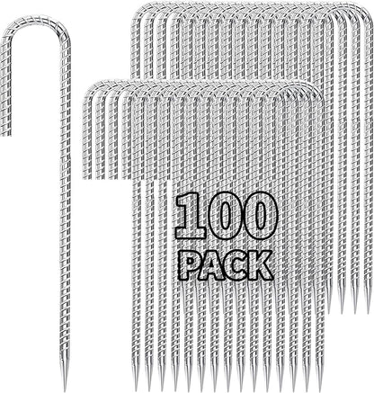12 inch Stakes Heavy Duty 100-Pack J Hook Metal Fence Stake by Besitu