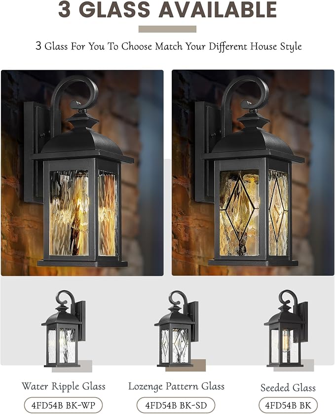 FEMILA 2 Packs Outdoor Waterproof Wall Lights Fixture, Anti-Rust Matte Black - Image 6