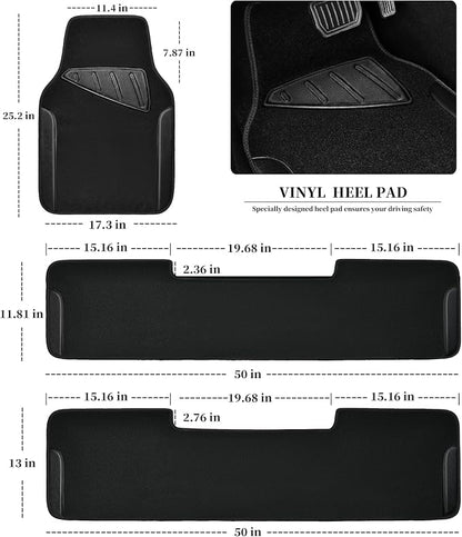 CAR PASS Waterproof Universal Faux Leather 3Row Car Floor Mats, Set of Vehicles - Image 2