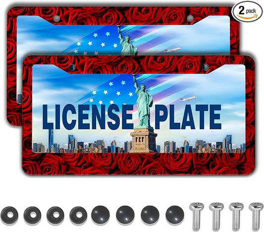 License Plate Frame Red License Plate Protector American Rose Red Rose Flower by Unknown