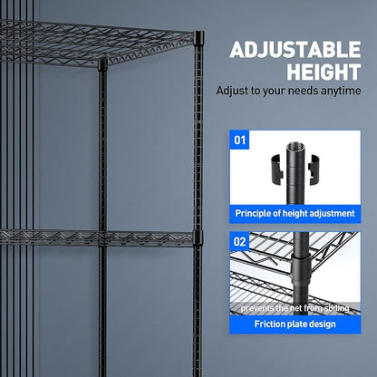 5 Tier Wire Shelf Shelving Unit, Heavy Duty Garage Storage Shelves - Image 7