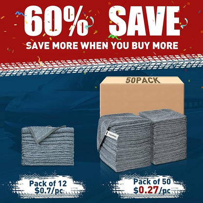 Microfiber Cleaning Cloths Bulk-50 Pack, Ultra Absorbent Microfiber Towel Weave - Image 2